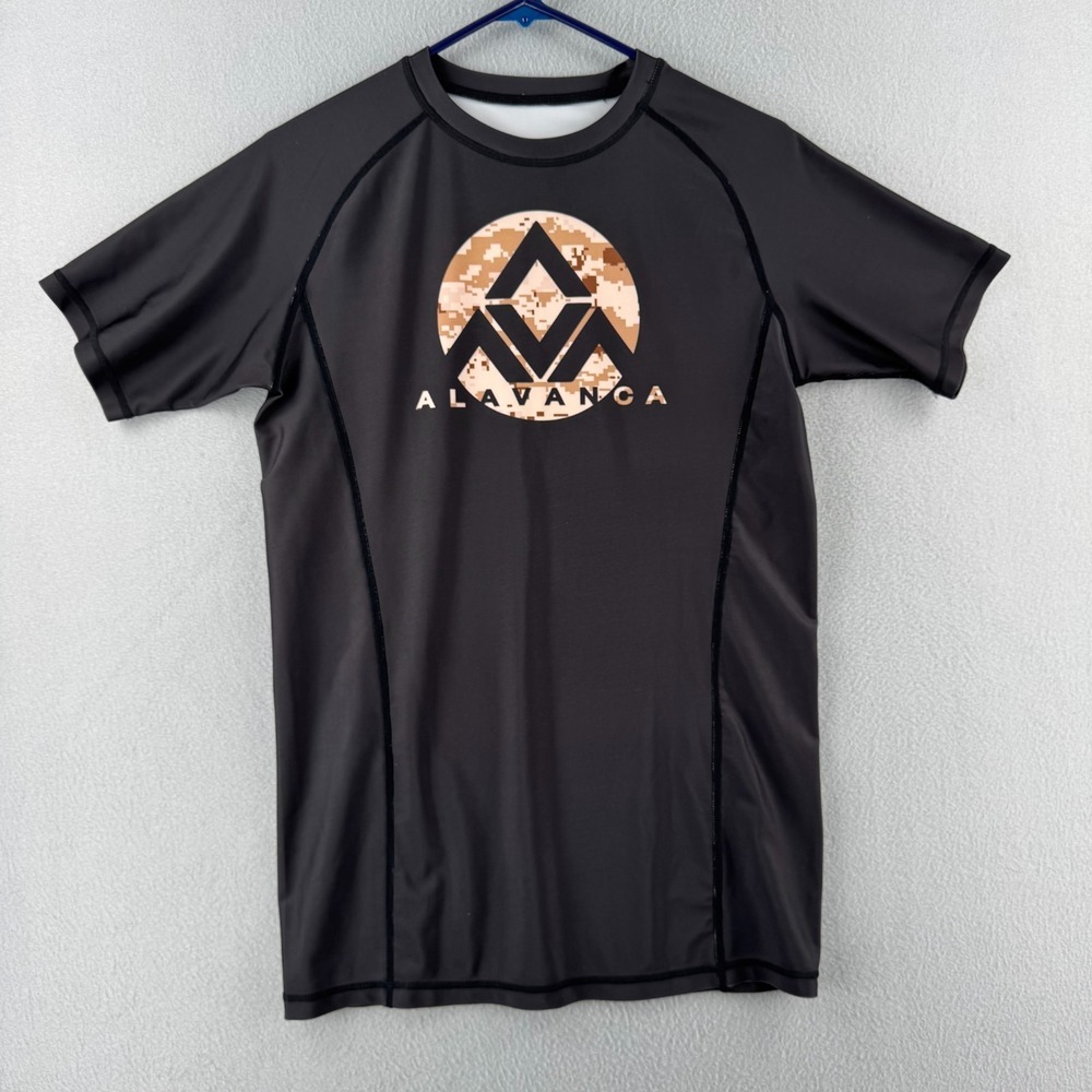 Alavanca Jiu Jitsu Rashguard Mens Medium Black Compression Stretch BJJ